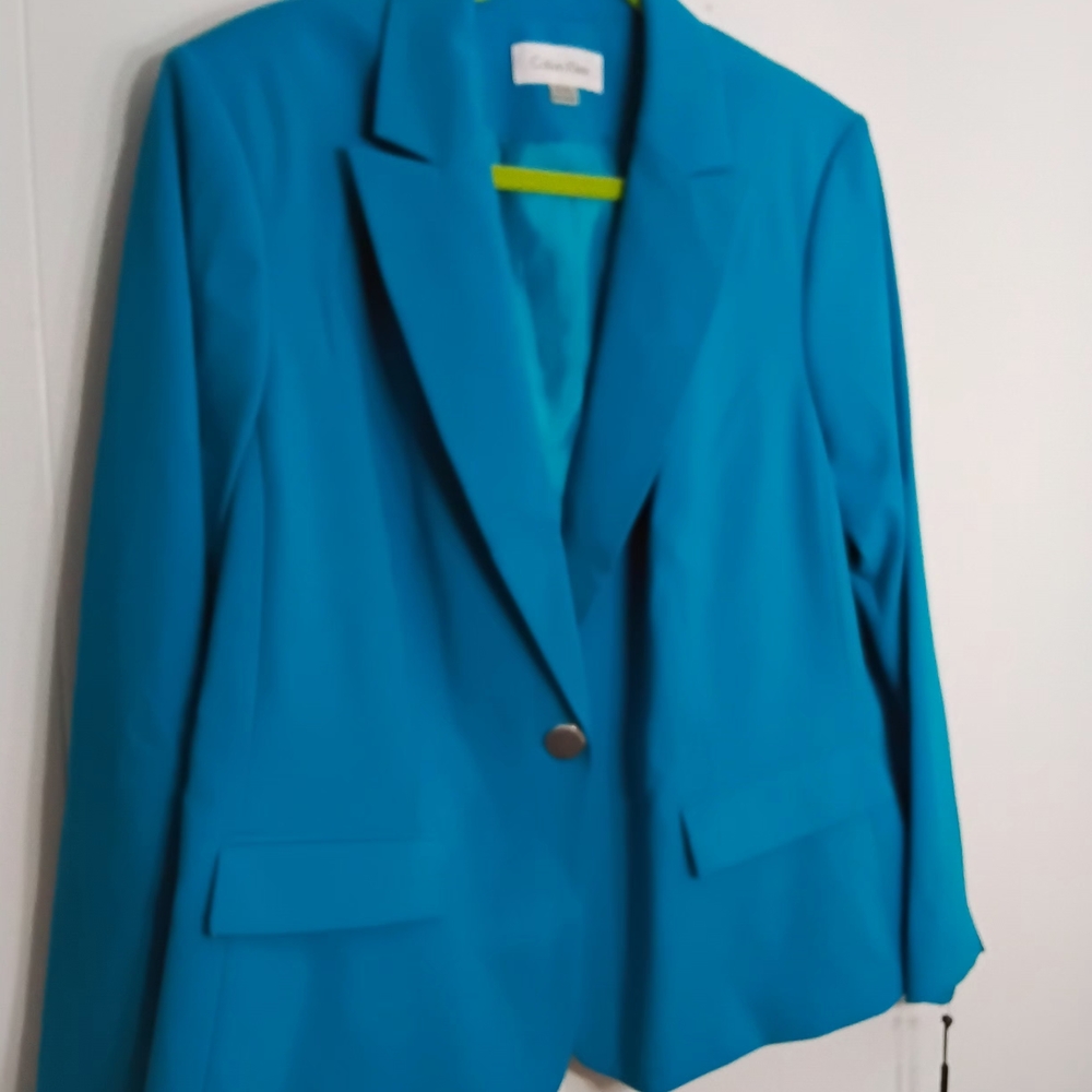 Calvin Klein Teal Single-Button Blazer
